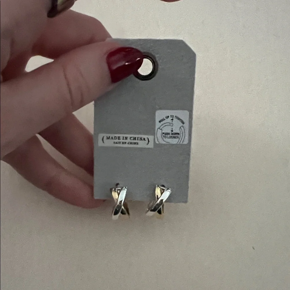 Anthropologie Gold and Silver Hoop Earrings - Picture 3 of 3